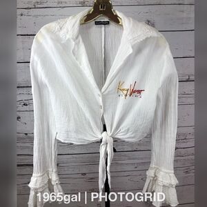 Kumbaya Key West Crop Top Tie Bell Sleeve One Size